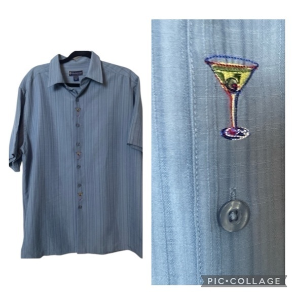 Weekender Men’s  100% Cotton Button Down Martini Mens Shirt Size Large - Picture 1 of 14